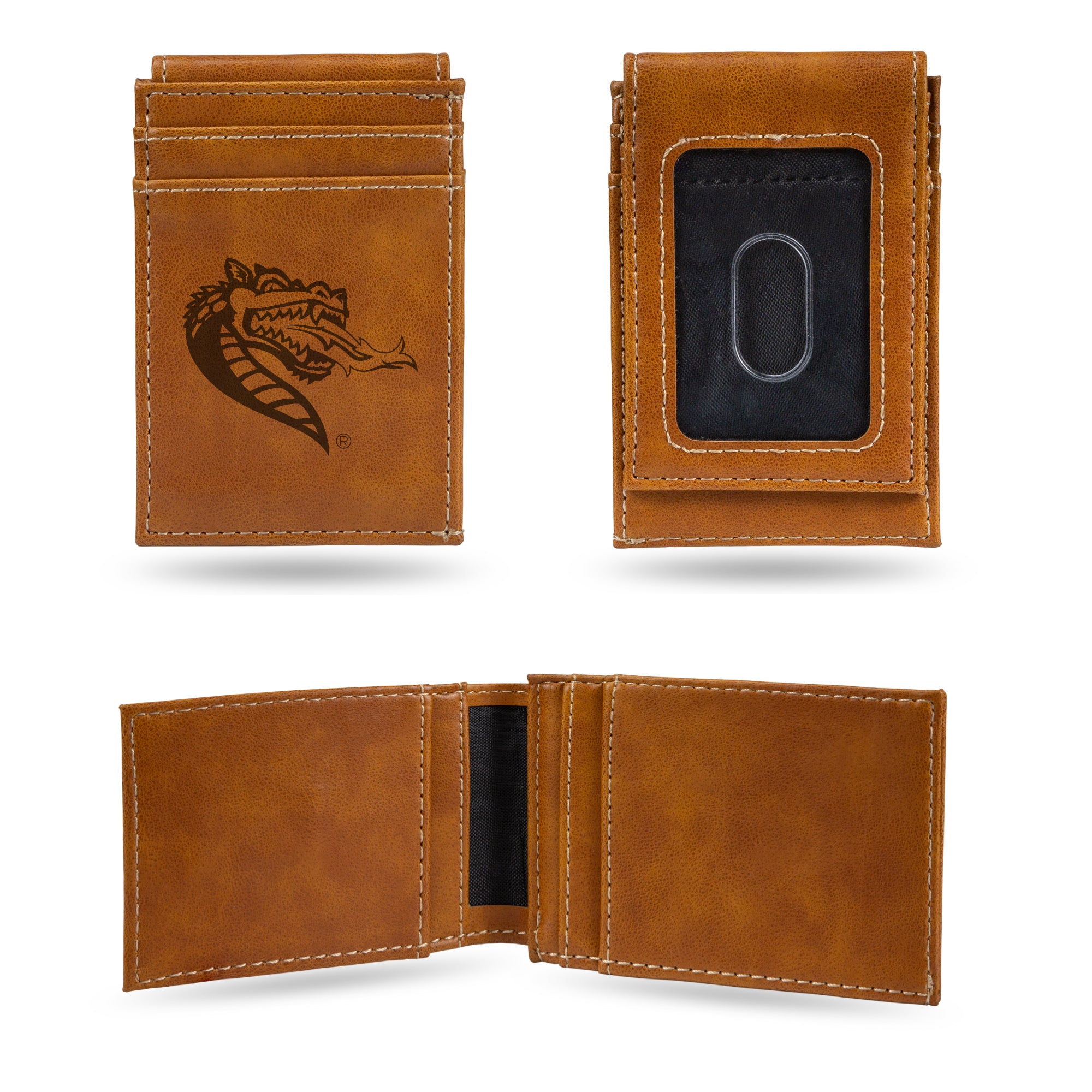 NCAA  Alabama-Birmingham Blazers Brown Laser Engraved Front Pocket Wallet - Compact/Comfortable/Slim