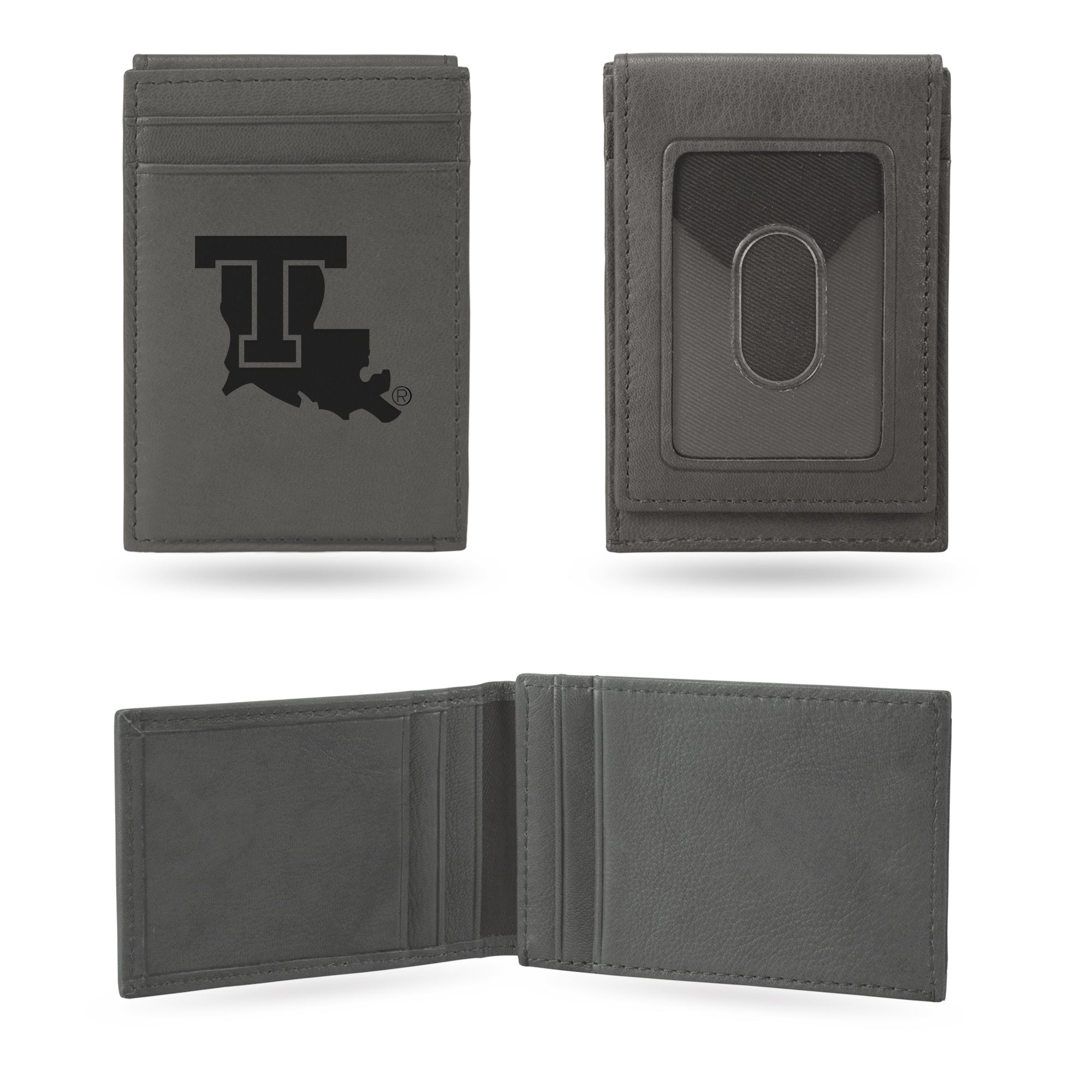 NCAA  Louisiana Tech Bulldogs Gray Laser Engraved Front Pocket Wallet - Compact/Comfortable/Slim
