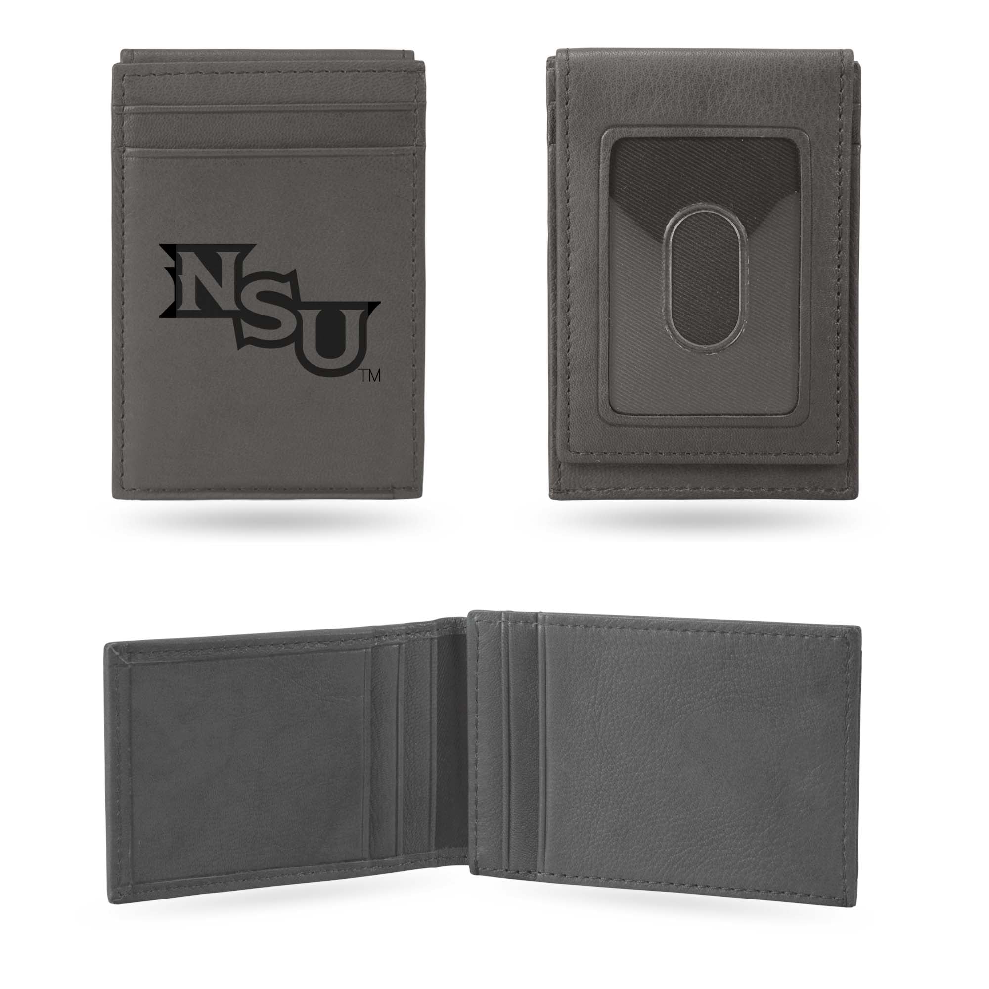 NCAA  Northwestern State Demons Gray Laser Engraved Front Pocket Wallet - Compact/Comfortable/Slim