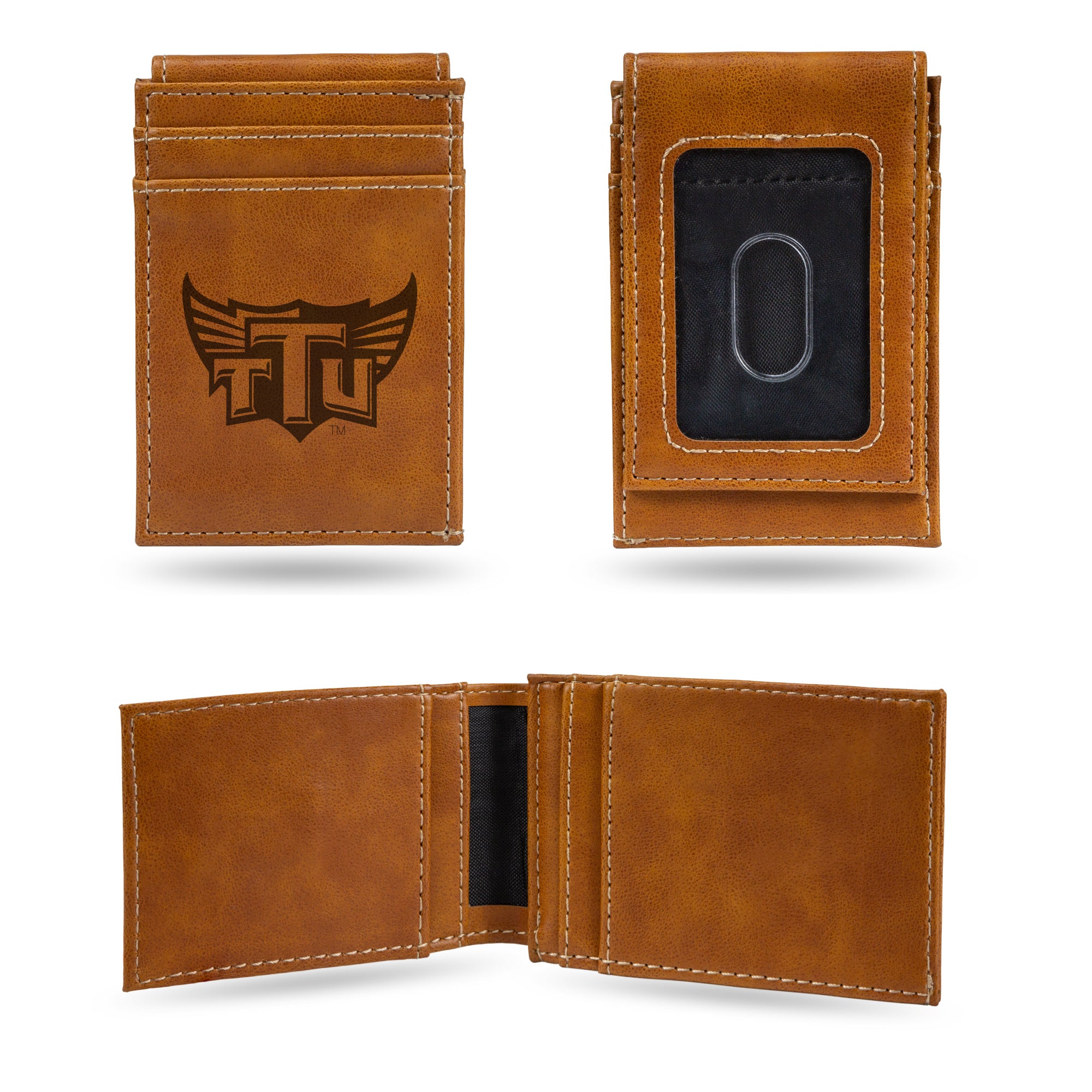NCAA  Tennessee Tech Golden Eagles Brown Laser Engraved Front Pocket Wallet - Compact/Comfortable/Slim