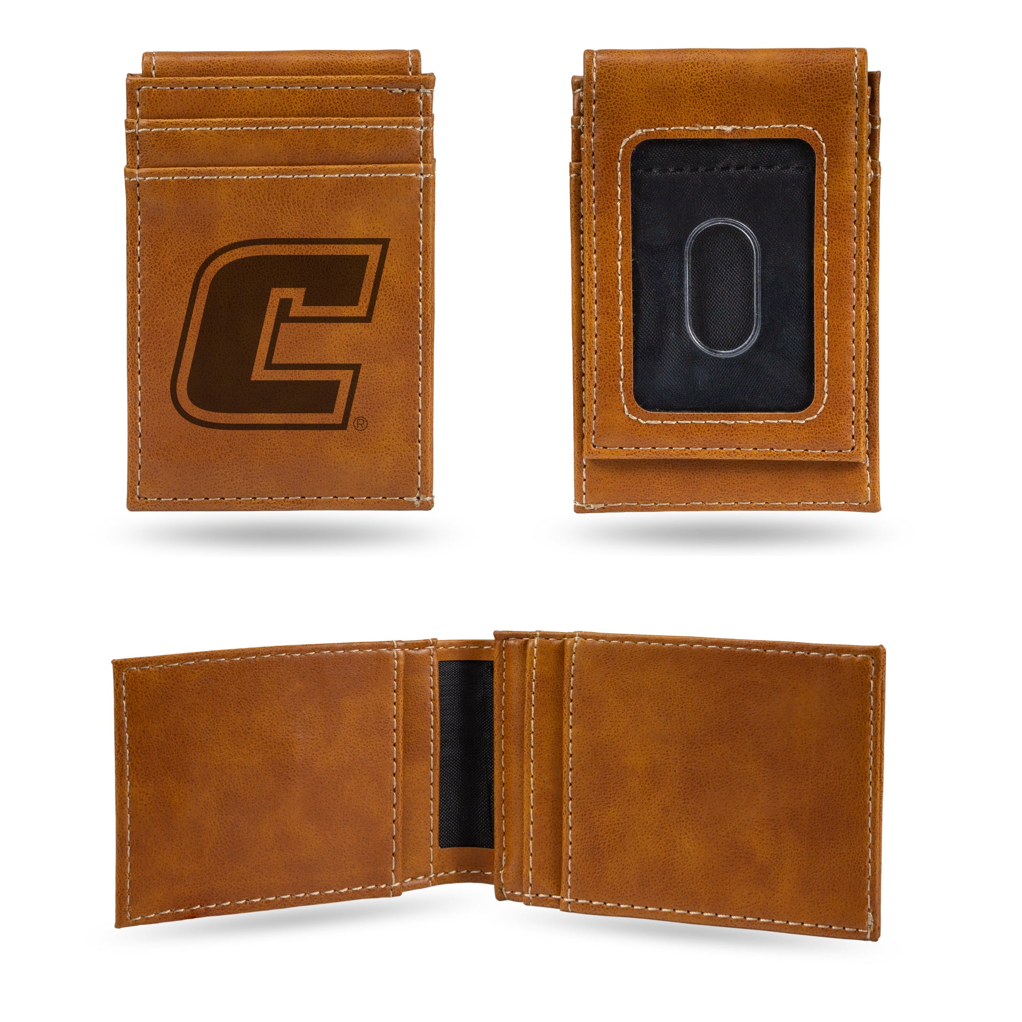 NCAA  Tennessee-Chattanooga Mocs Brown Laser Engraved Front Pocket Wallet - Compact/Comfortable/Slim