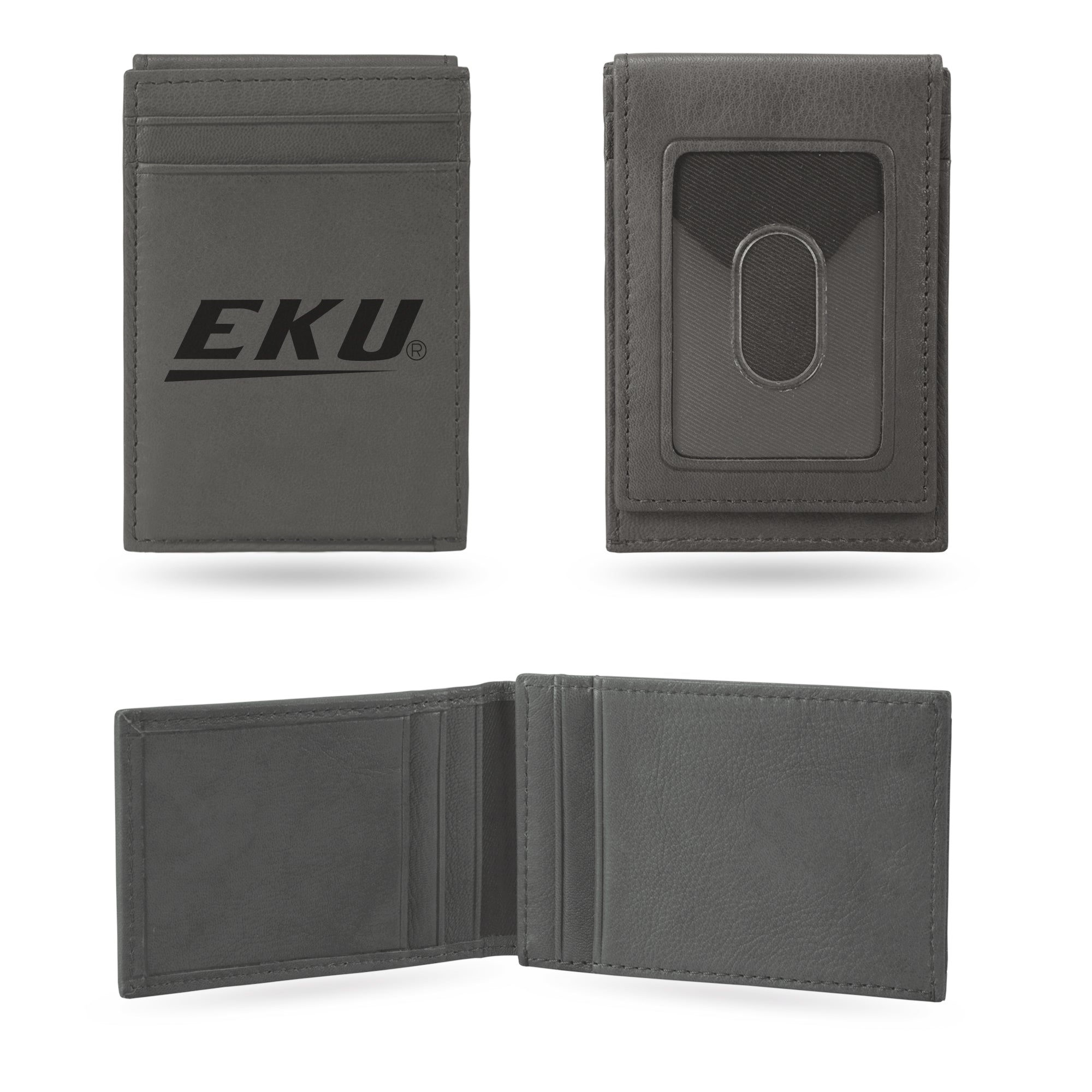 NCAA  Eastern Kentucky Colonels Gray Laser Engraved Front Pocket Wallet - Compact/Comfortable/Slim