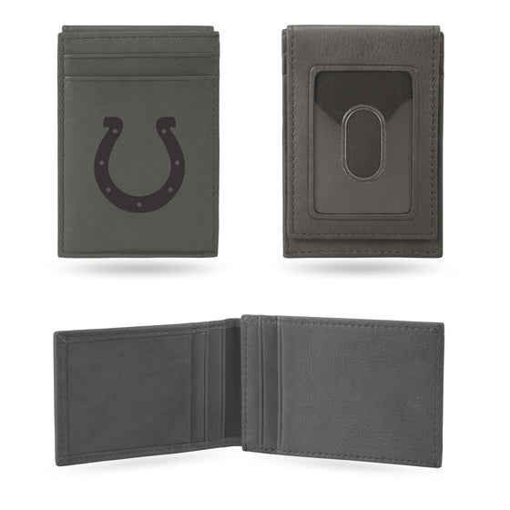 NFL Football Indianapolis Colts Gray Laser Engraved Front Pocket Wallet - Compact/Comfortable/Slim
