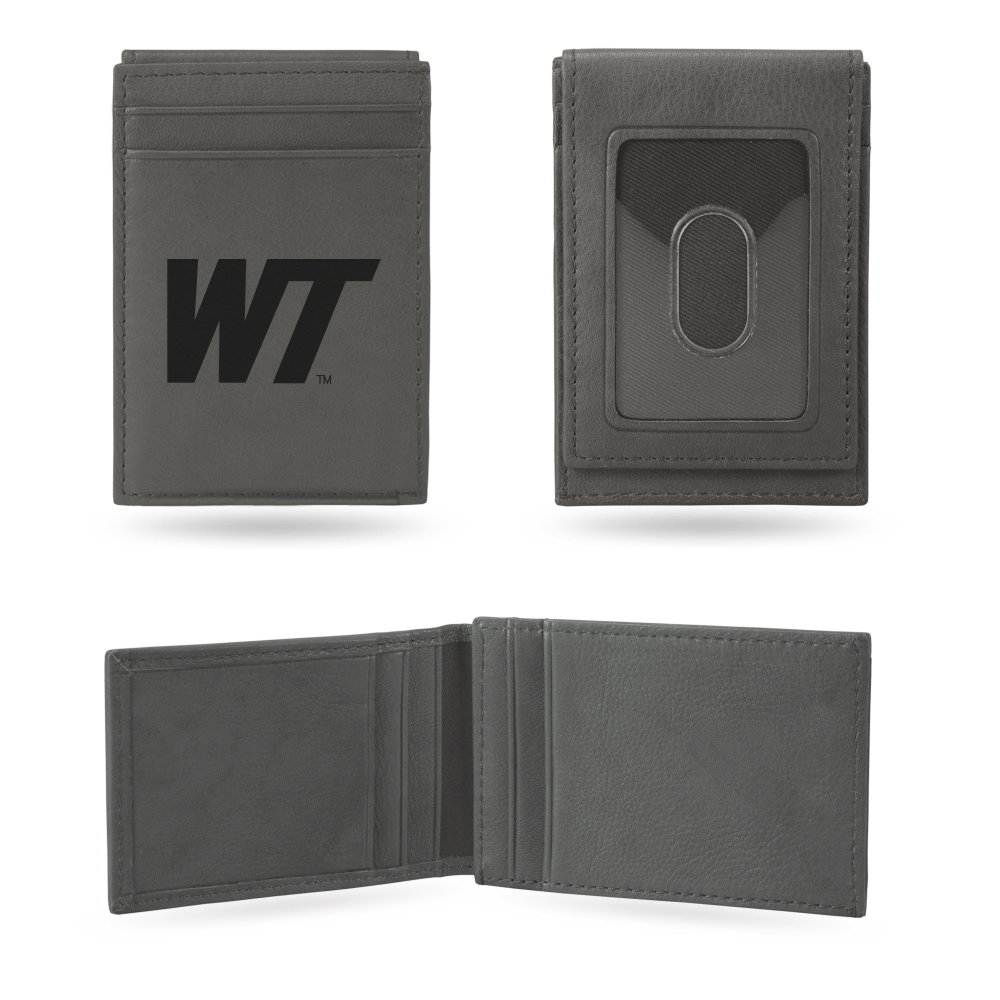 NCAA  West Texas A&m Buffalos Gray Laser Engraved Front Pocket Wallet - Compact/Comfortable/Slim