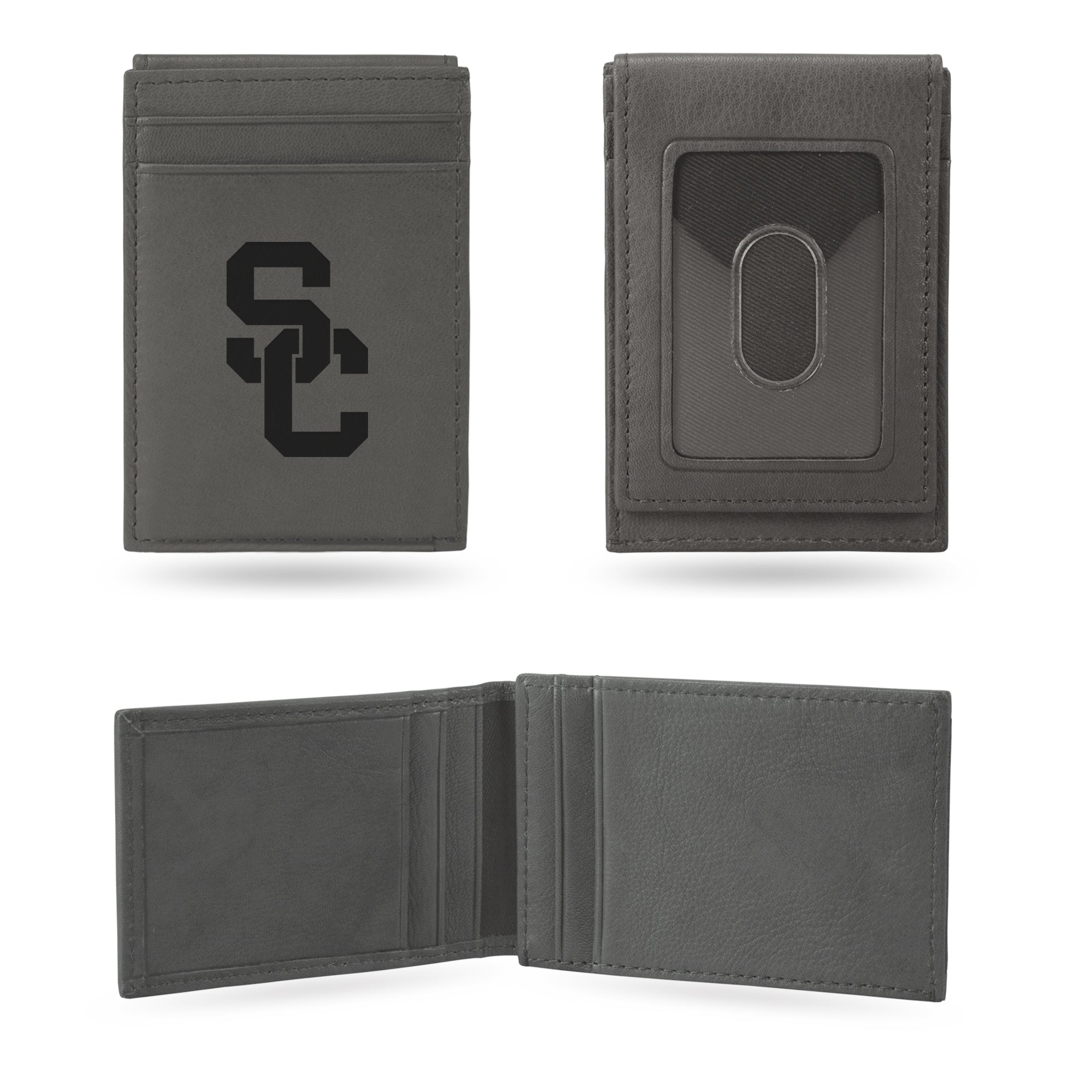 NCAA  Southern California Trojans USC Gray Laser Engraved Front Pocket Wallet - Compact/Comfortable/Slim
