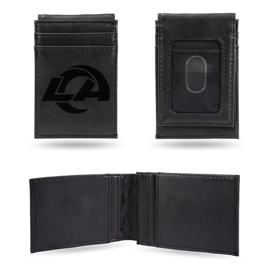 NFL Football Los Angeles Rams Black Laser Engraved Front Pocket Wallet - Compact/Comfortable/Slim