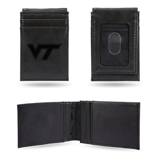 NCAA  Virginia Tech Hokies Black Laser Engraved Front Pocket Wallet - Compact/Comfortable/Slim