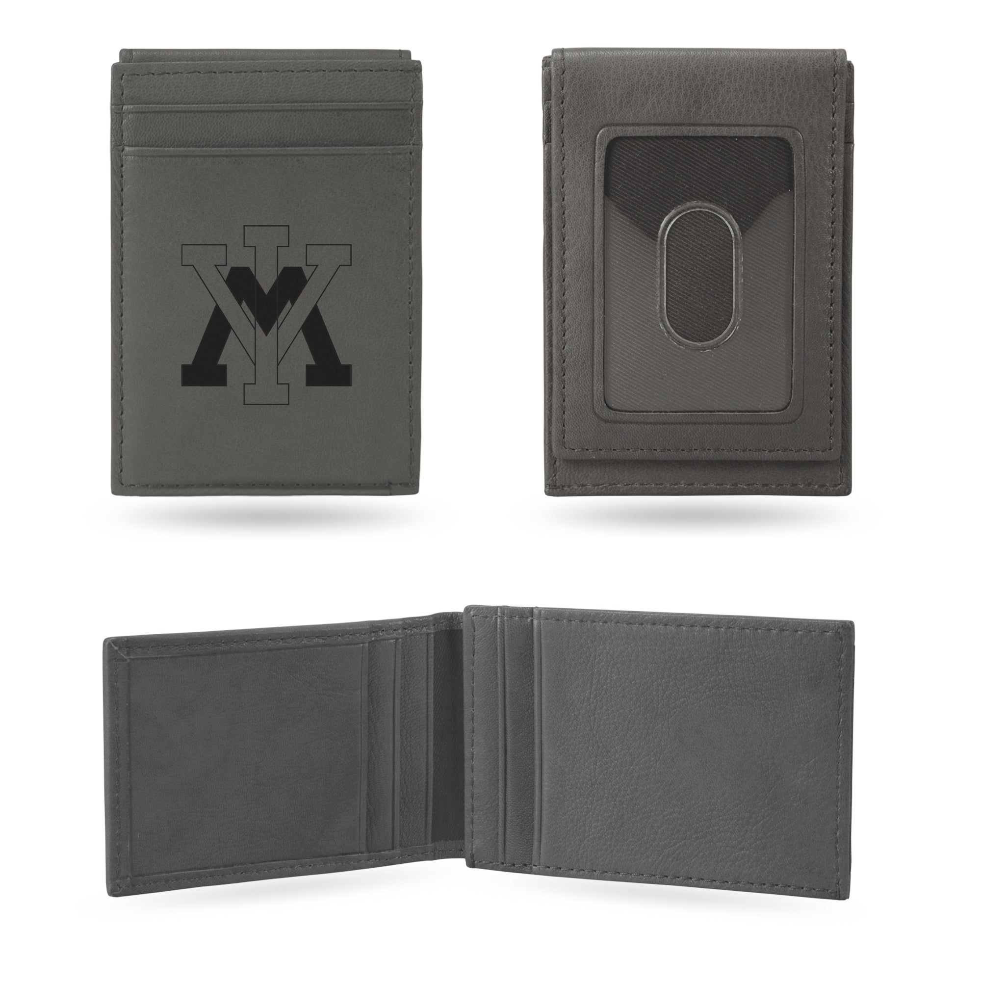 NCAA  Virginia Military Institute Keydets Gray Laser Engraved Front Pocket Wallet - Compact/Comfortable/Slim