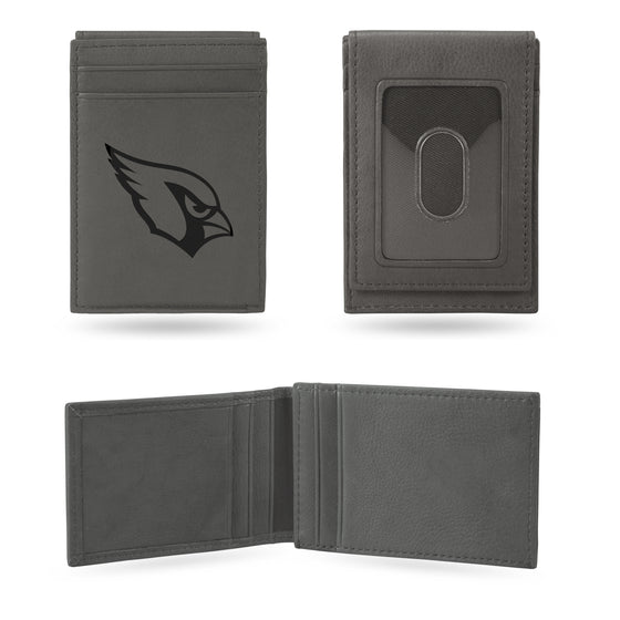 NFL Football Arizona Cardinals Gray Laser Engraved Front Pocket Wallet - Compact/Comfortable/Slim