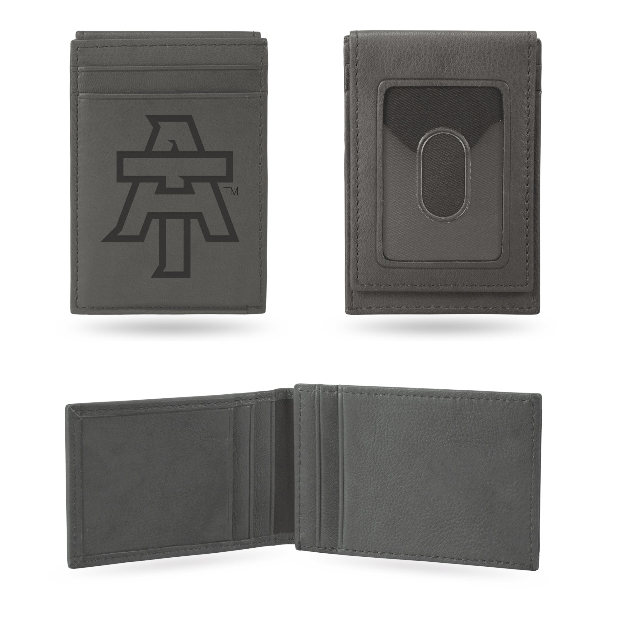 NCAA  Arkansas Tech Wonder Boys Gray Laser Engraved Front Pocket Wallet - Compact/Comfortable/Slim