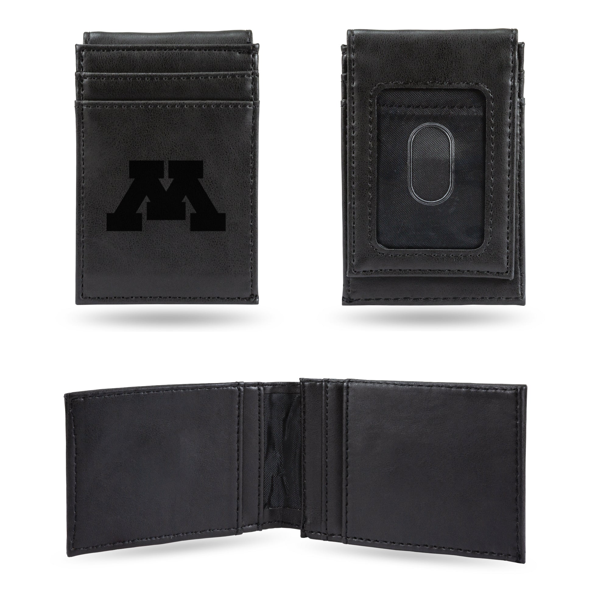 NCAA  Minnesota Golden Gophers Black Laser Engraved Front Pocket Wallet - Compact/Comfortable/Slim