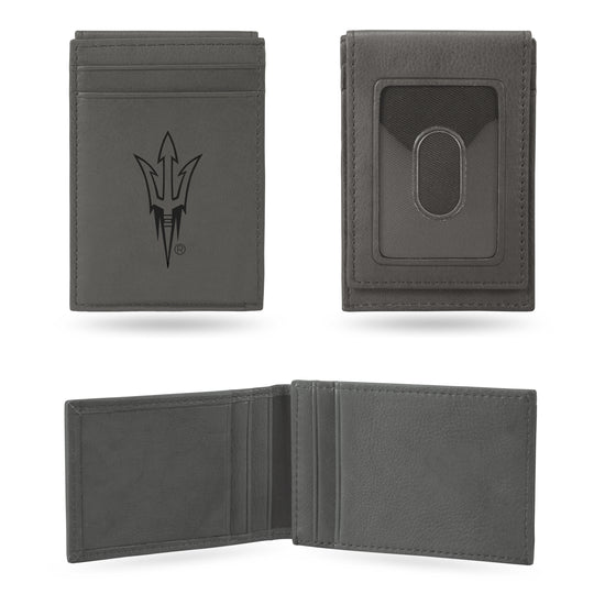 NCAA  Arizona State Sun Devils Gray Laser Engraved Front Pocket Wallet - Compact/Comfortable/Slim