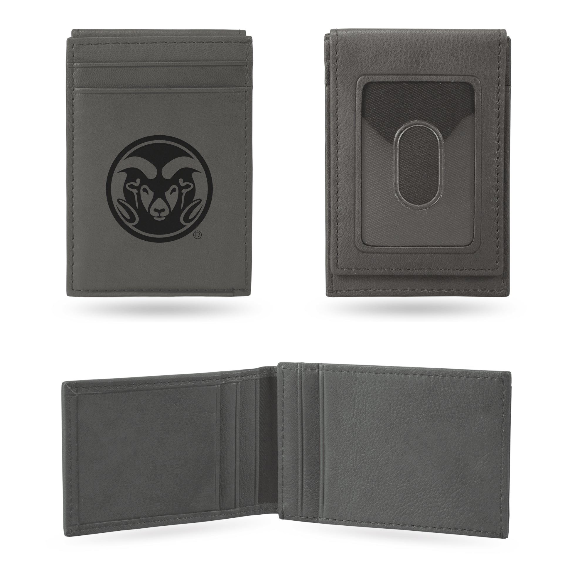 NCAA  Colorado State Rams Gray Laser Engraved Front Pocket Wallet - Compact/Comfortable/Slim