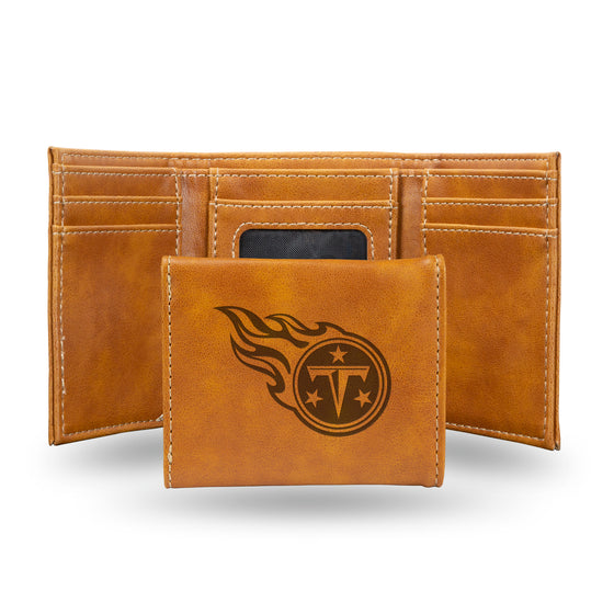 NFL Football Tennessee Titans Brown Laser Engraved Tri-Fold Wallet - Men's Accessory