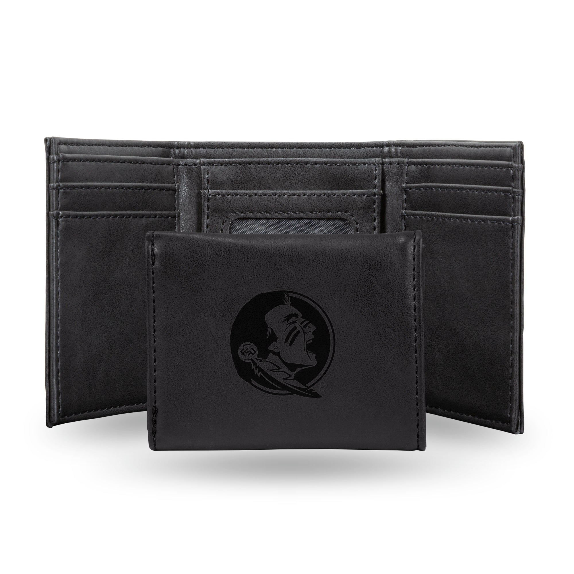 NCAA  Florida State Seminoles Black Laser Engraved Tri-Fold Wallet - Men's Accessory