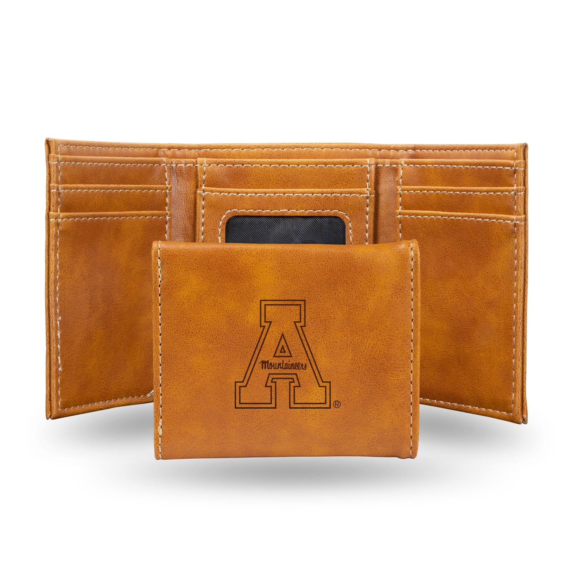 NCAA  Appalachian State Mountaineers Brown Laser Engraved Tri-Fold Wallet - Men's Accessory