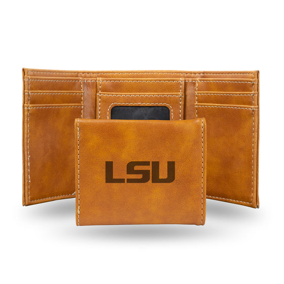 NCAA  LSU Tigers Brown Laser Engraved Tri-Fold Wallet - Men's Accessory