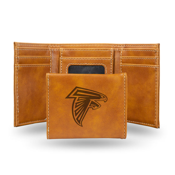 NFL Football Atlanta Falcons Brown Laser Engraved Tri-Fold Wallet - Men's Accessory