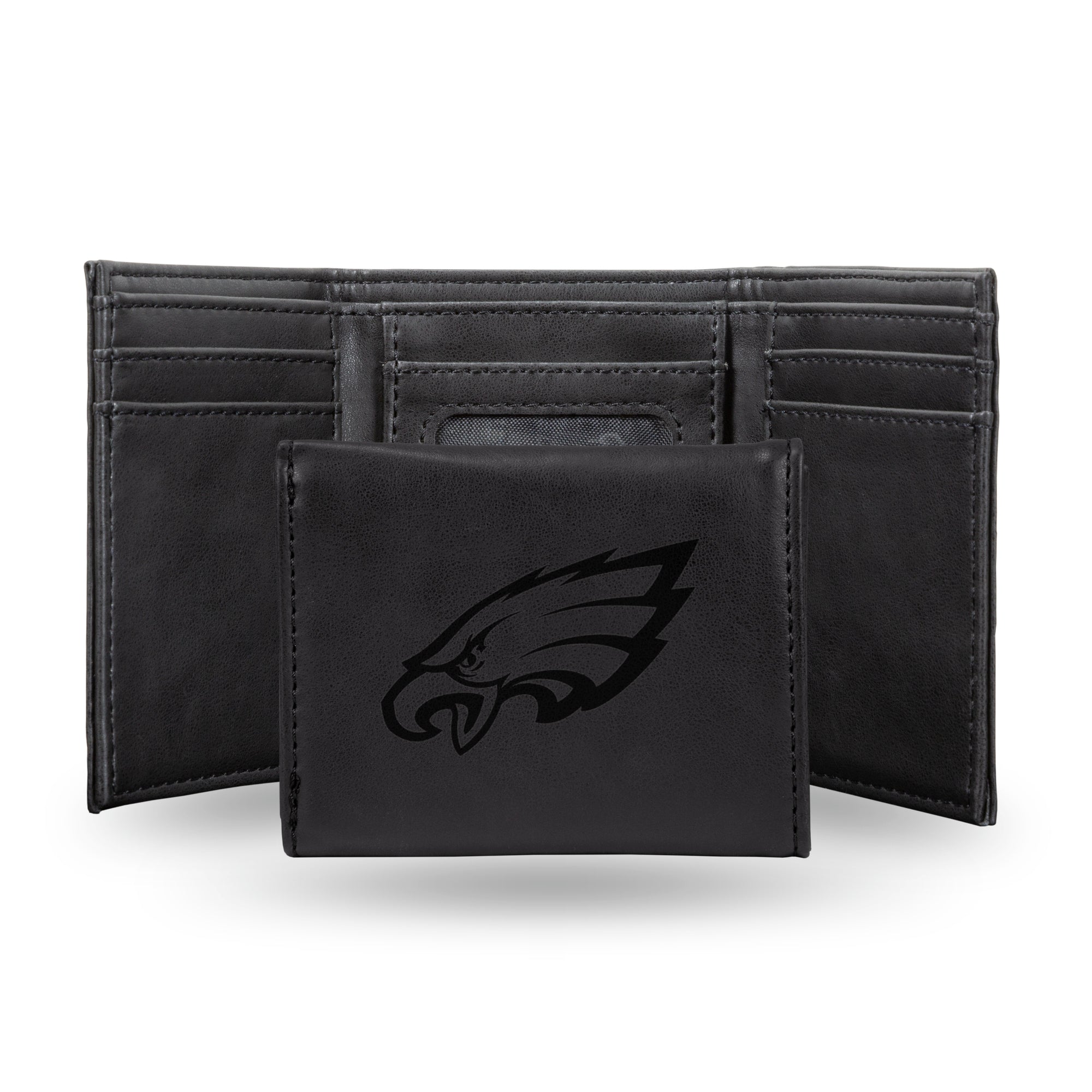 NFL Football Philadelphia Eagles Black Laser Engraved Tri-Fold Wallet - Men's Accessory