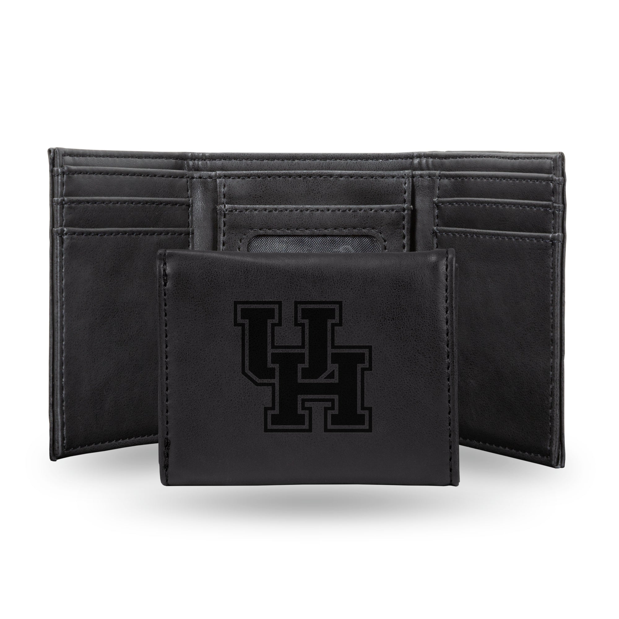 NCAA  Houston Cougars Black Laser Engraved Tri-Fold Wallet - Men's Accessory