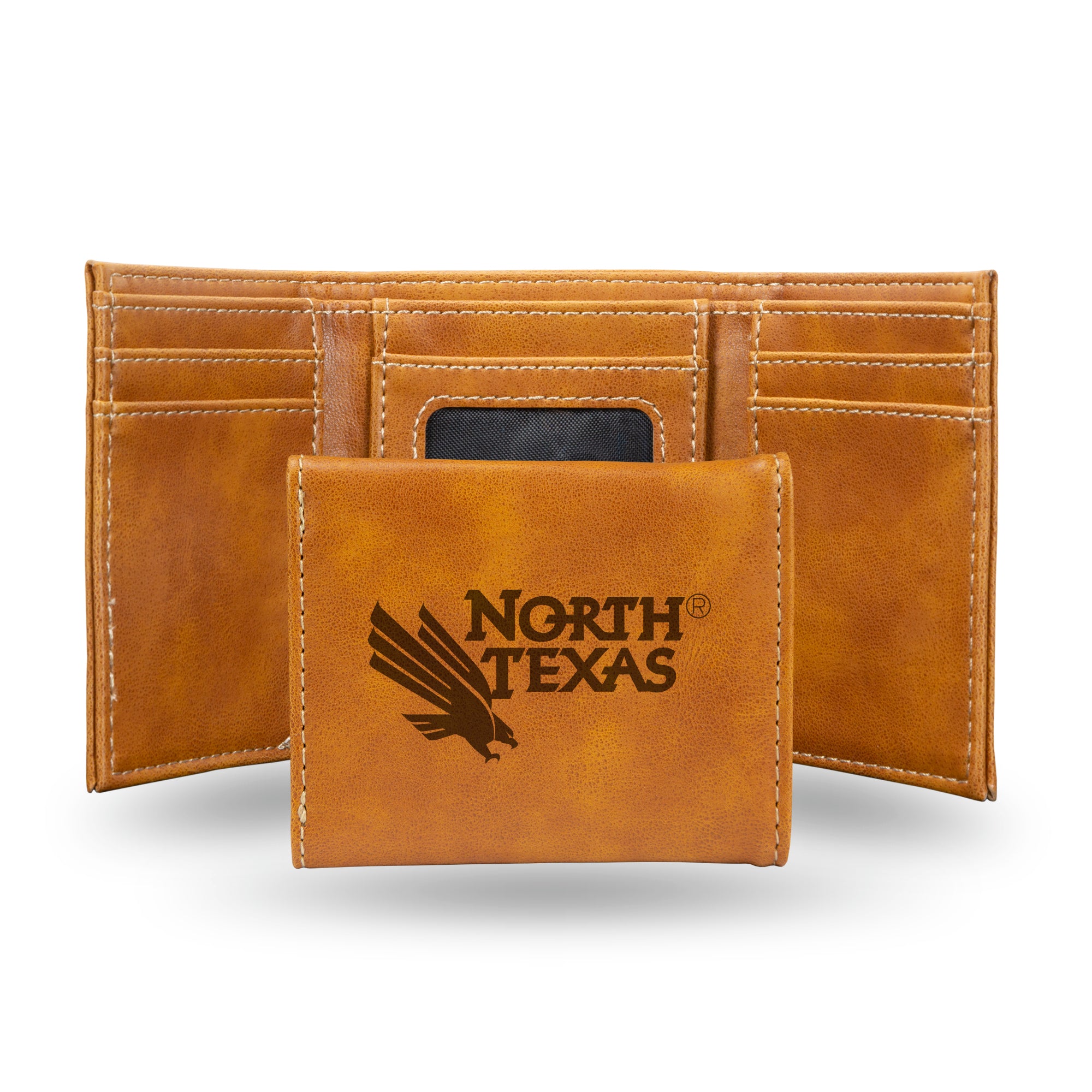NCAA  North Texas Mean Green Brown Laser Engraved Tri-Fold Wallet - Men's Accessory