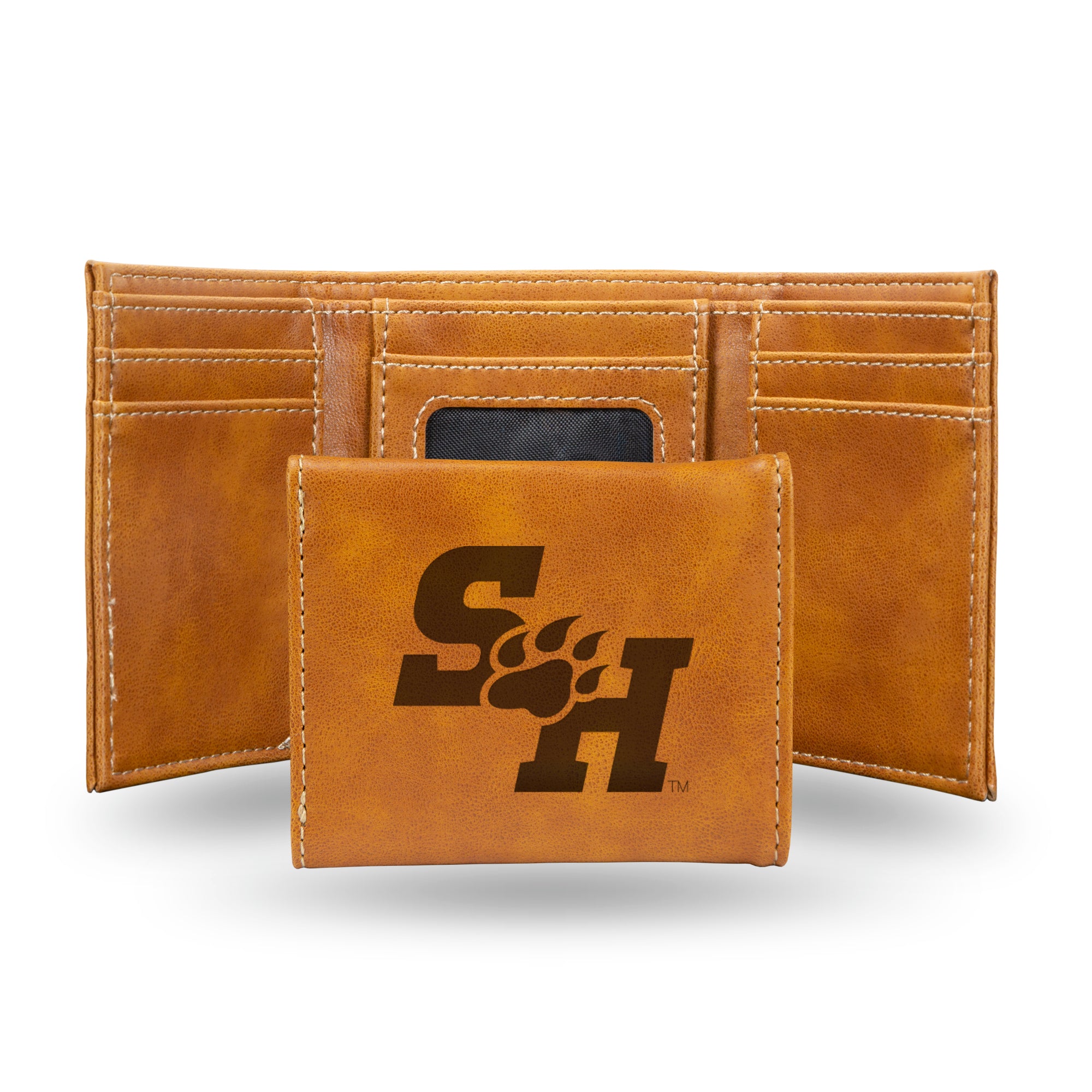 NCAA  Sam Houston State Bearkats Brown Laser Engraved Tri-Fold Wallet - Men's Accessory