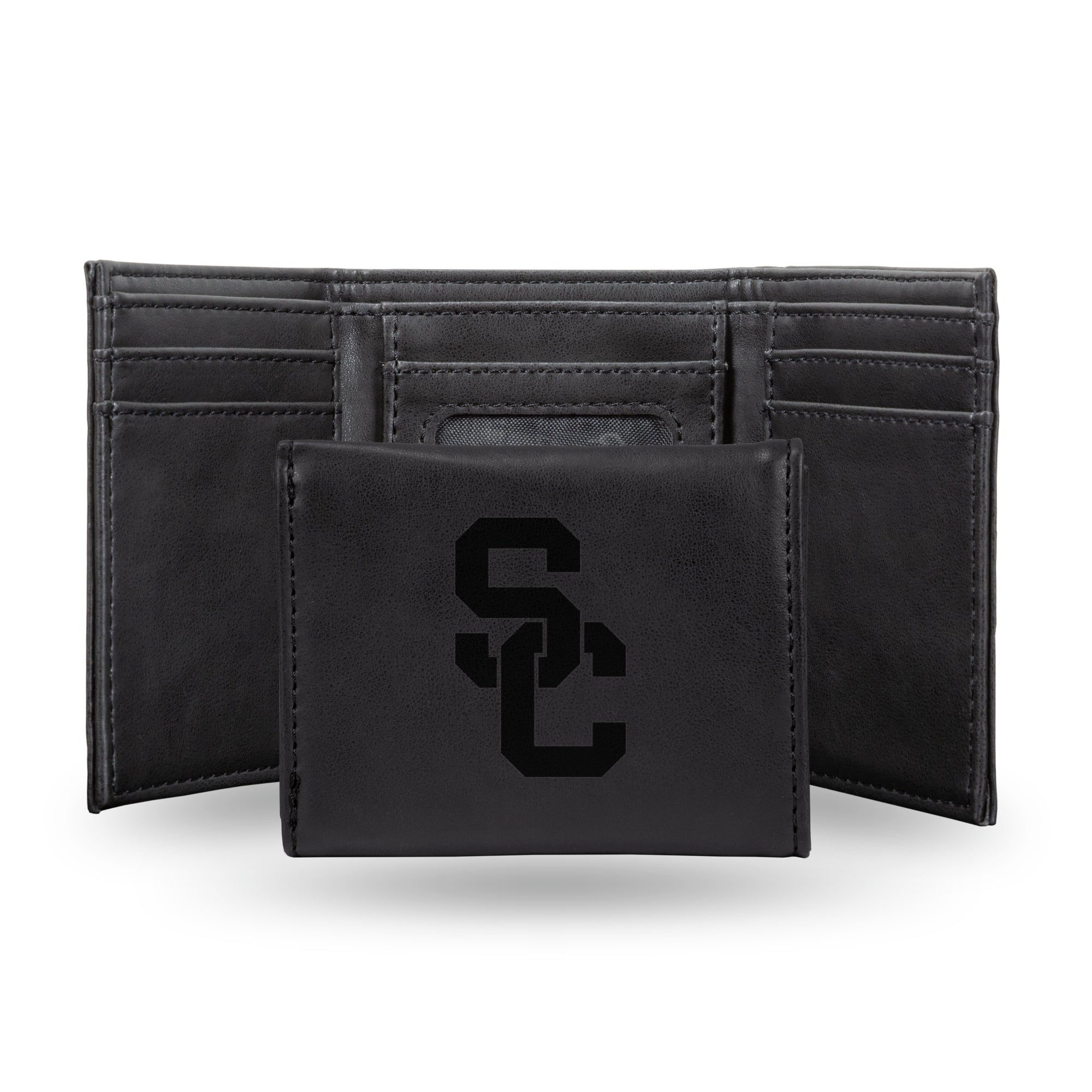 NCAA  Southern California Trojans USC Black Laser Engraved Tri-Fold Wallet - Men's Accessory