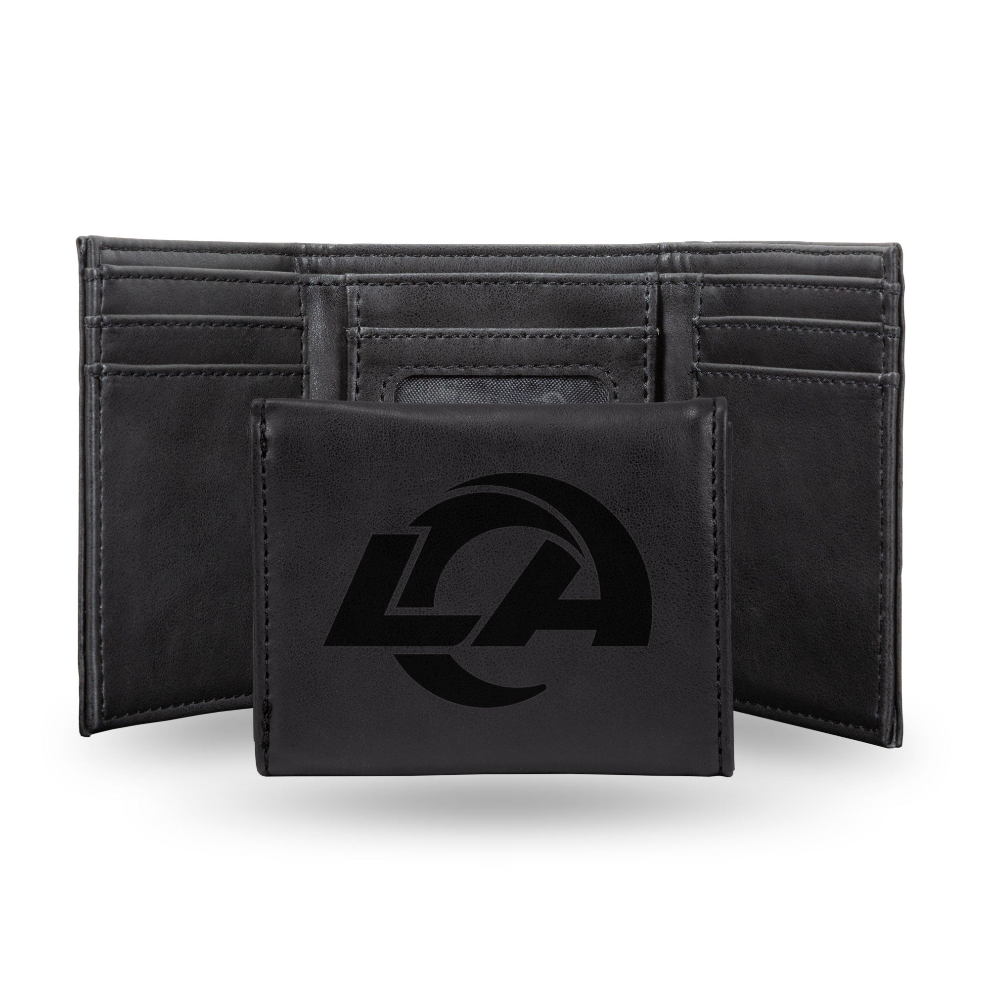 NFL Football Los Angeles Rams Black Laser Engraved Tri-Fold Wallet - Men's Accessory