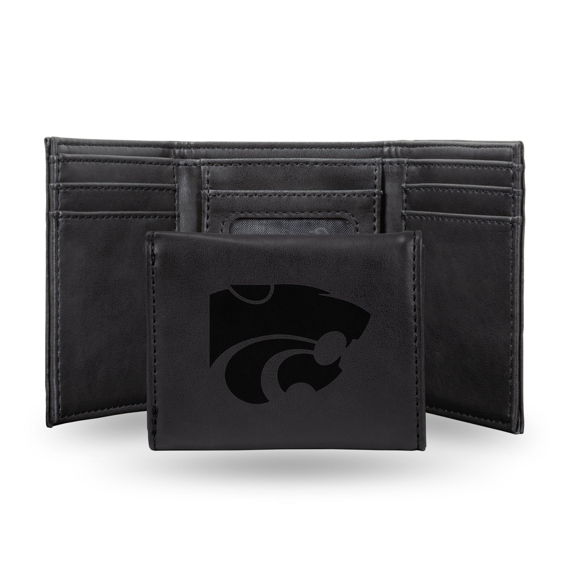 NCAA  Kansas State Wildcats Black Laser Engraved Tri-Fold Wallet - Men's Accessory