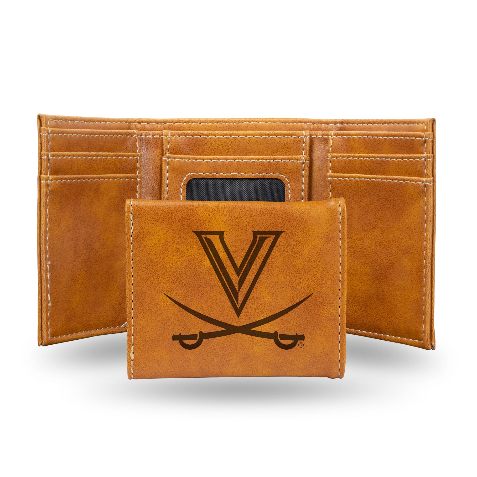 NCAA  Virginia Cavaliers Brown Laser Engraved Tri-Fold Wallet - Men's Accessory