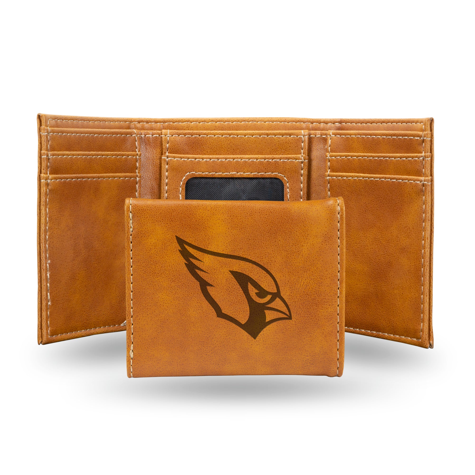 NFL Football Arizona Cardinals Brown Laser Engraved Tri-Fold Wallet - Men's Accessory