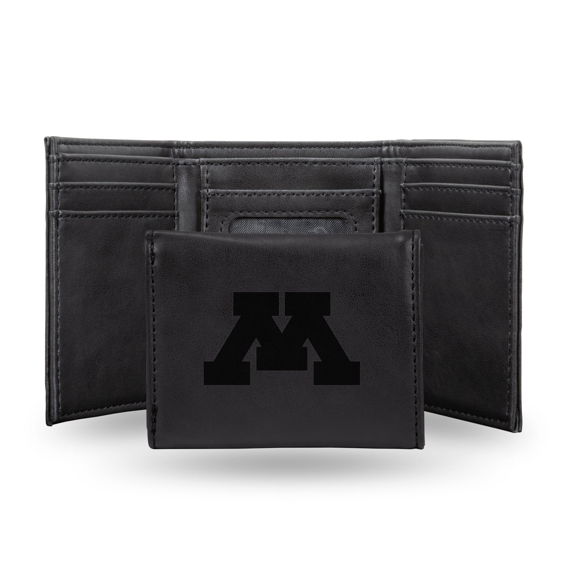 NCAA  Minnesota Golden Gophers Black Laser Engraved Tri-Fold Wallet - Men's Accessory