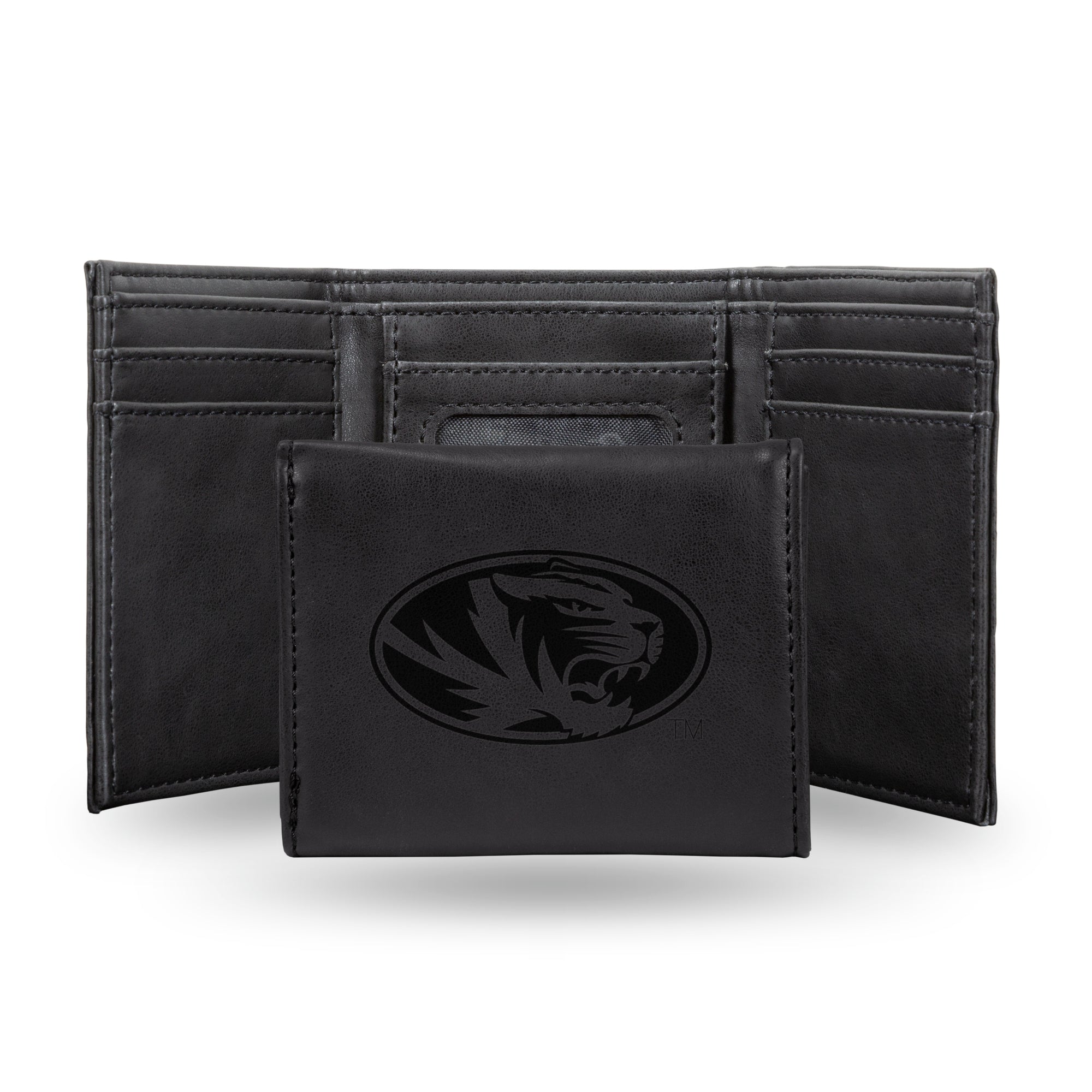 NCAA  Missouri Tigers Black Laser Engraved Tri-Fold Wallet - Men's Accessory