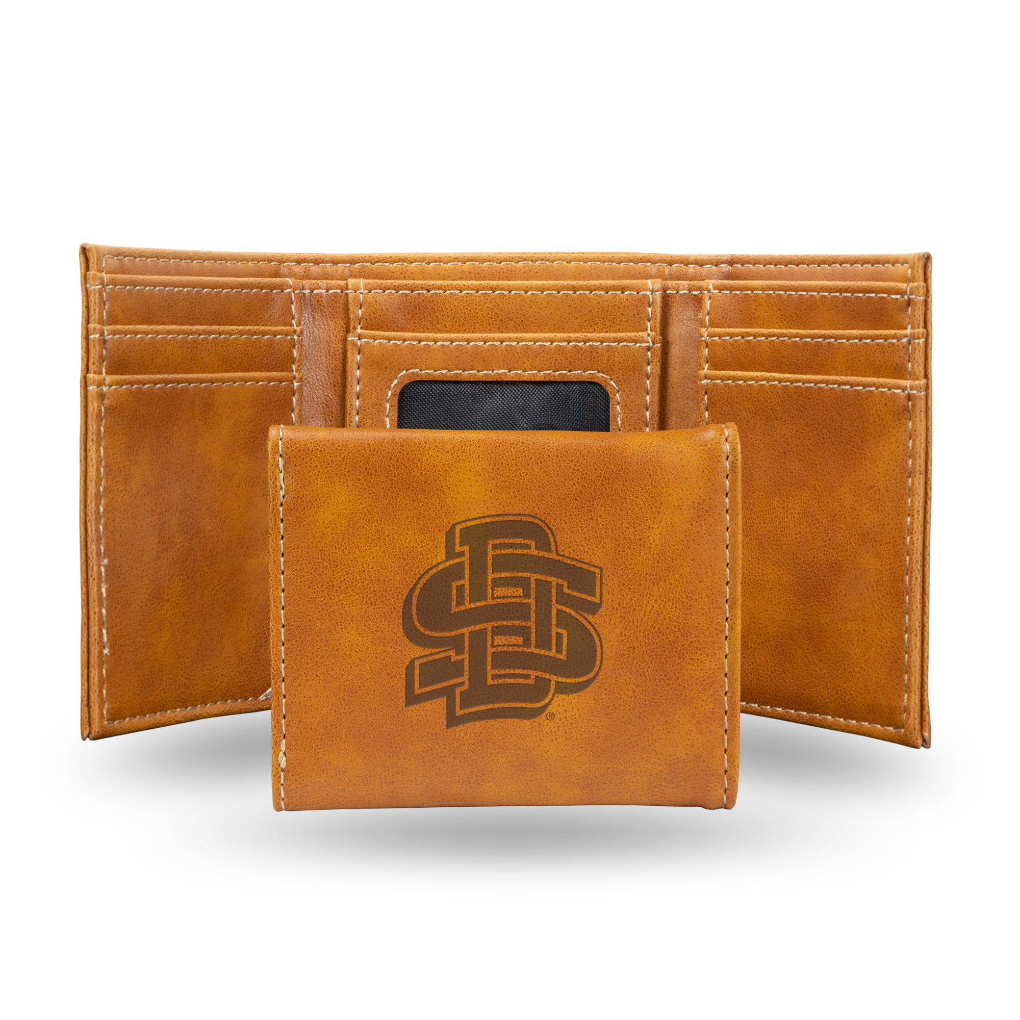 NCAA  South Dakota State Jackrabbits Brown Laser Engraved Tri-Fold Wallet - Men's Accessory