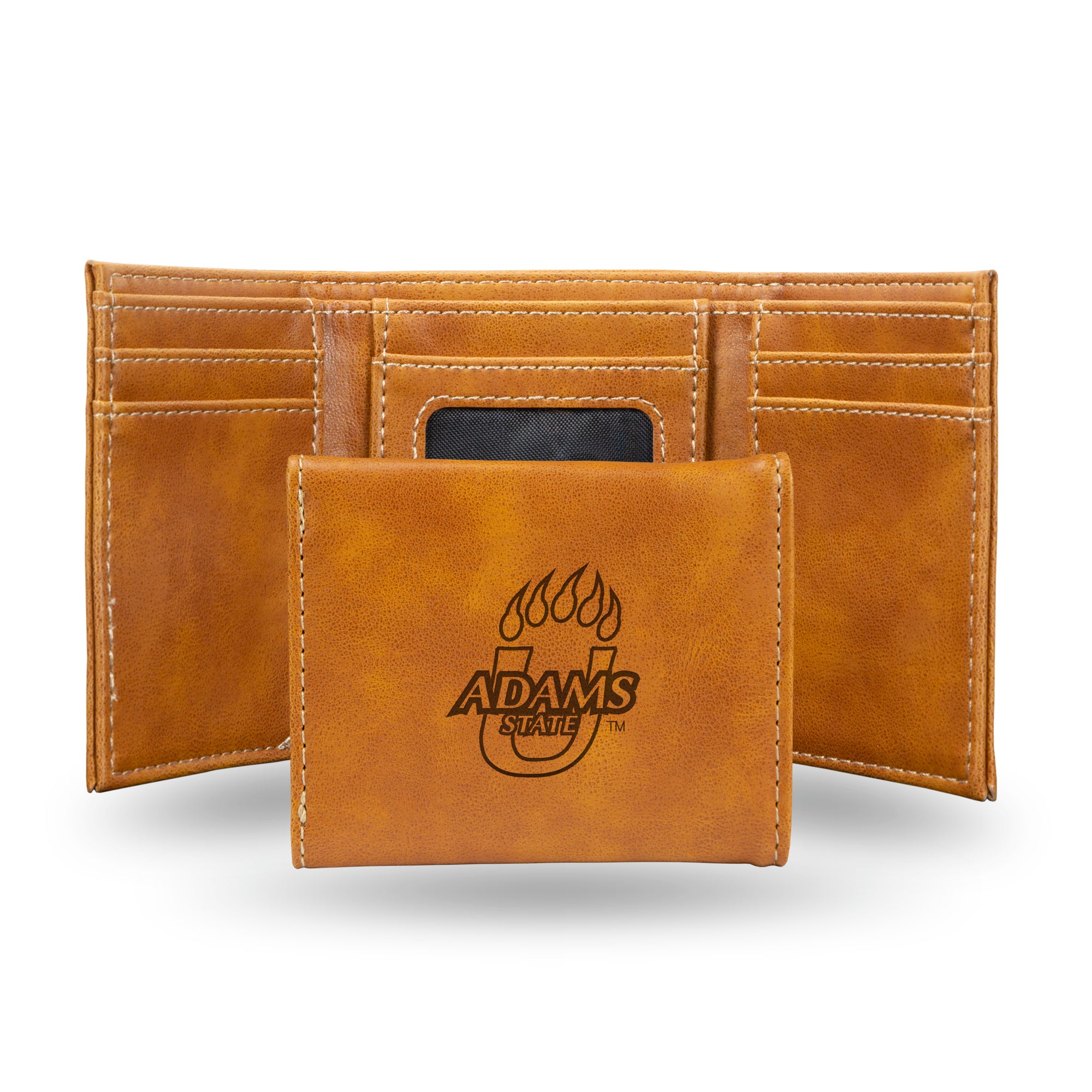 NCAA  Adams State Grizzlies Brown Laser Engraved Tri-Fold Wallet - Men's Accessory
