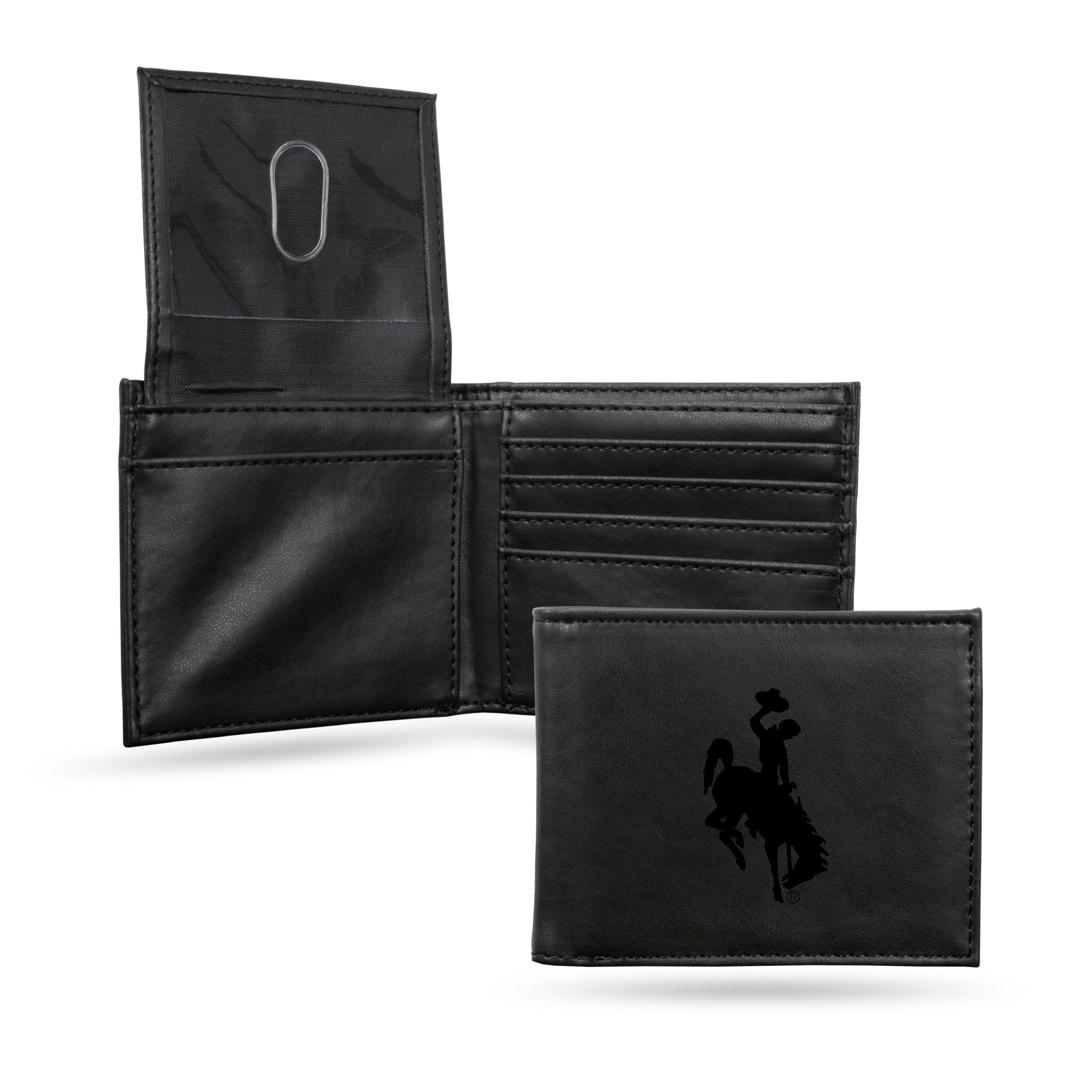 NCAA  Wyoming Cowboys Black Laser Engraved Tri-Fold Wallet - Men's Accessory