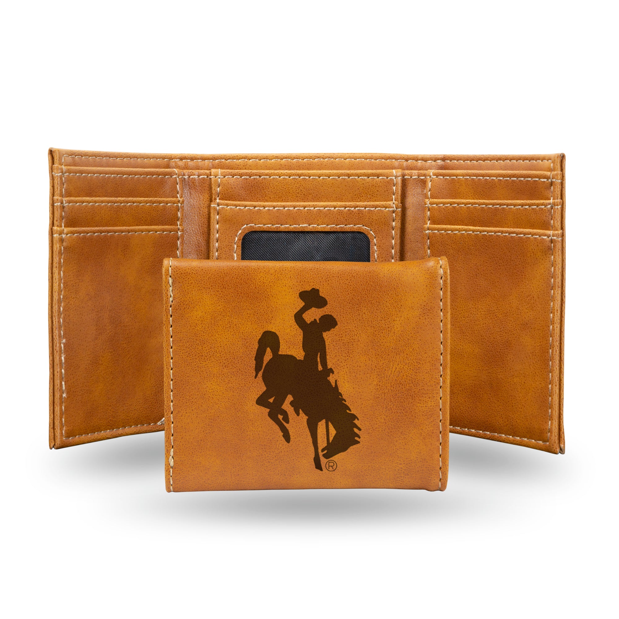 NCAA  Wyoming Cowboys Brown Laser Engraved Tri-Fold Wallet - Men's Accessory