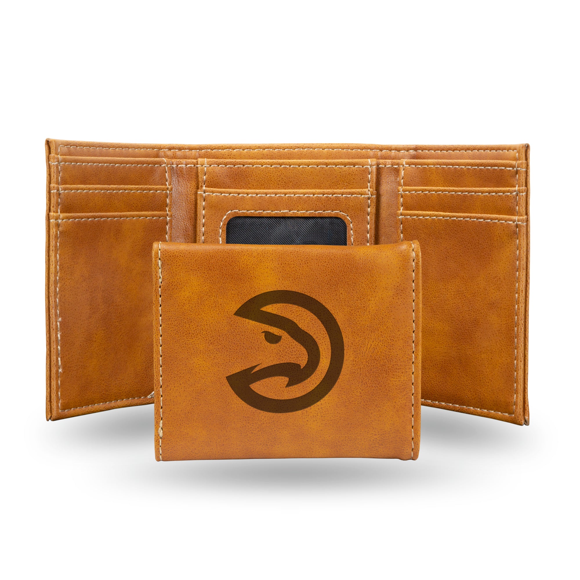 NBA Basketball Atlanta Hawks Brown Laser Engraved Tri-Fold Wallet - Men's Accessory