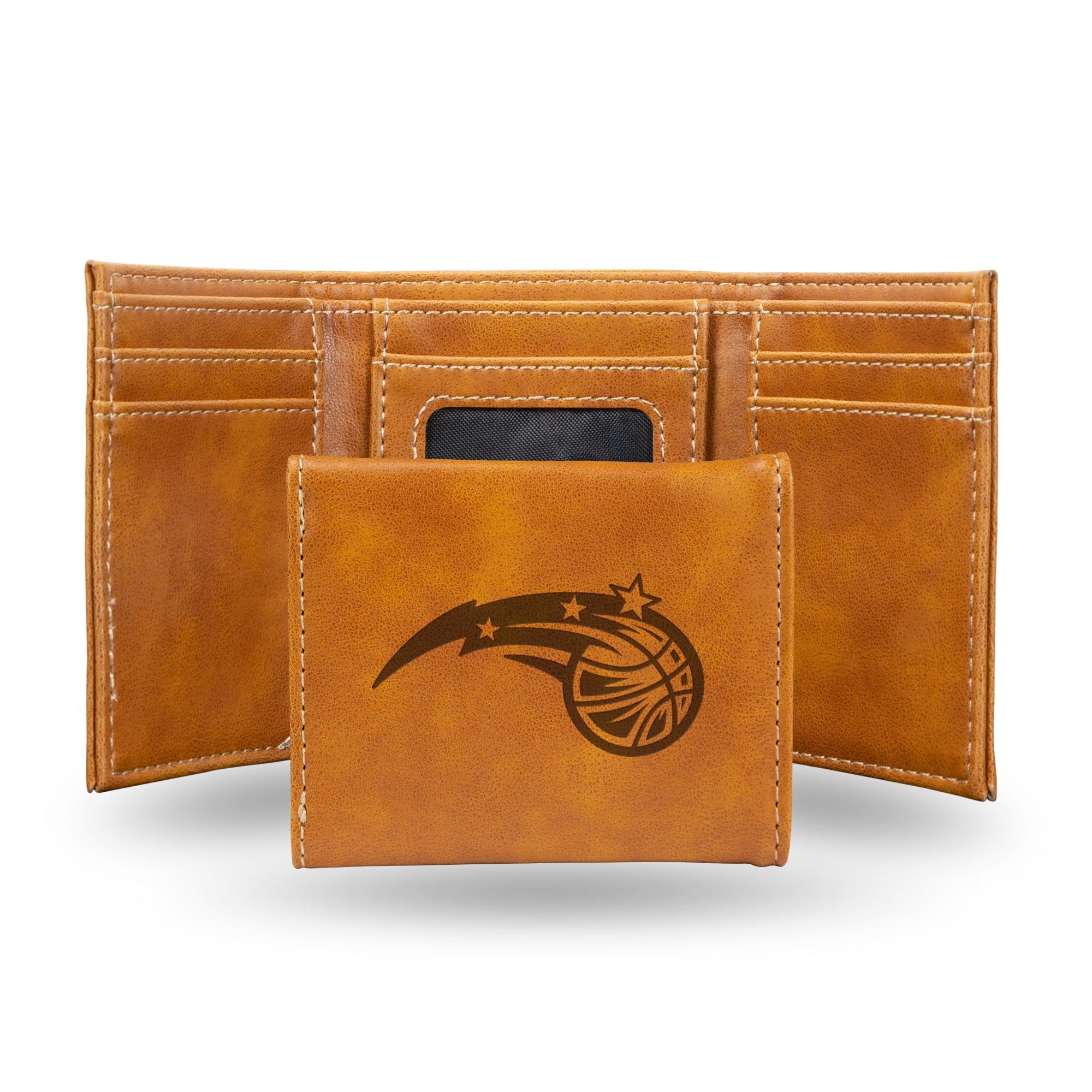 NBA Basketball Orlando Magic Brown Laser Engraved Tri-Fold Wallet - Men's Accessory