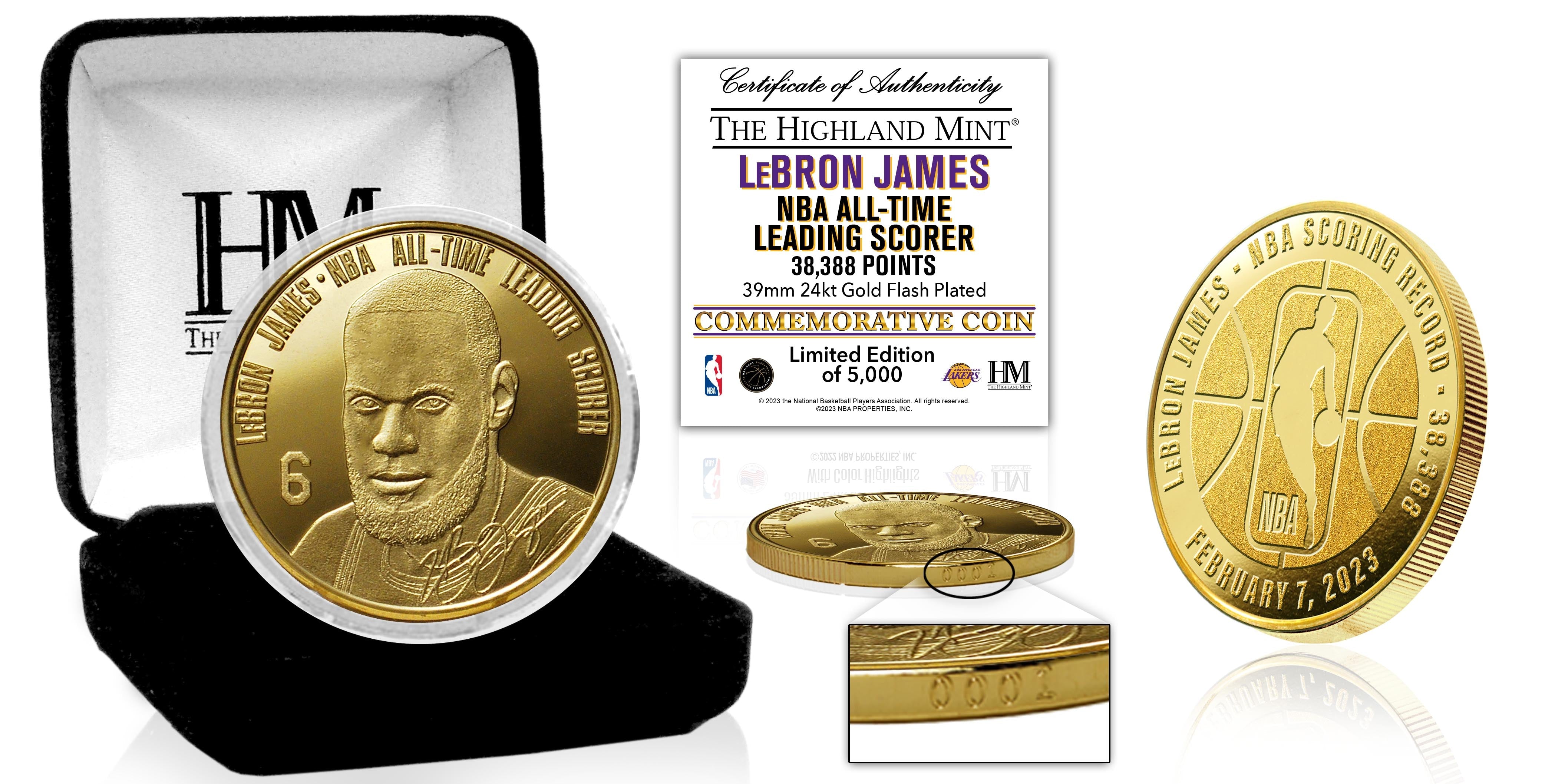 LeBron James Los Angeles Lakers NBA All-Time Leading Scorer Gold Coin - Sports Collectibles, Sports Memorabilia, Sports Fan Shop, Sports Gifts