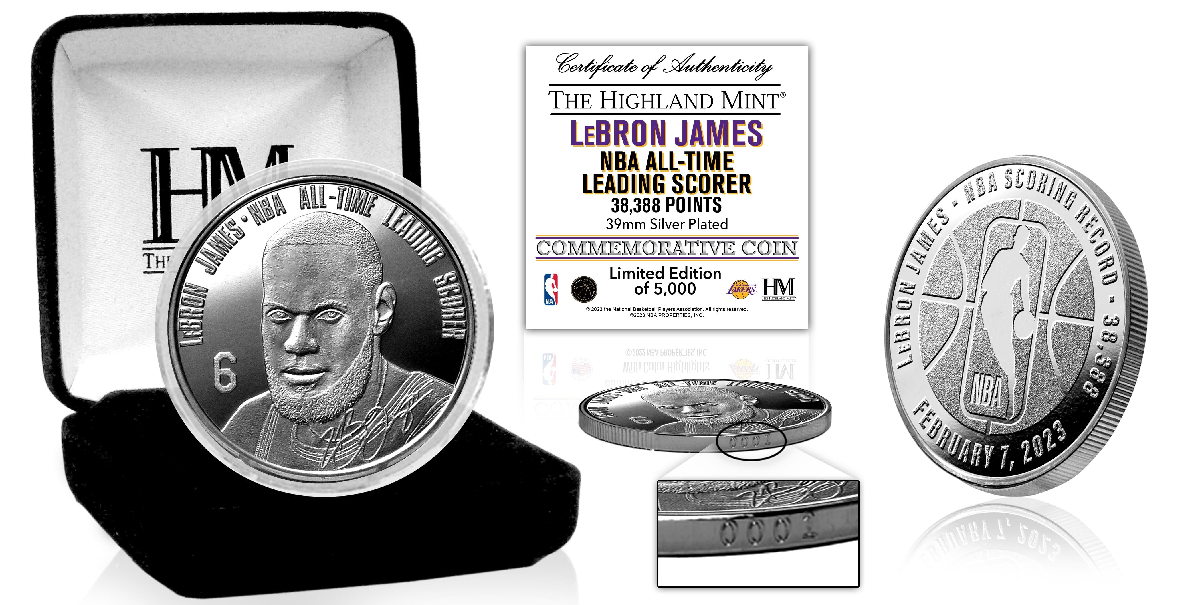 LeBron James Los Angeles Lakers NBA All-Time Leading Scorer Silver Coin - Sports Collectibles, Sports Memorabilia, Sports Fan Shop, Sports Gifts