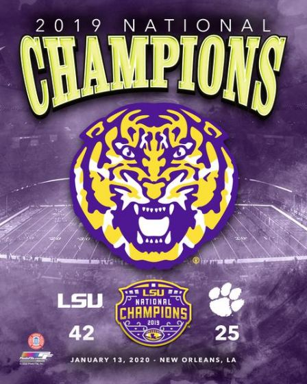 LSU Tigers 2019 National Champions Logo & Score 8" x 10" College Football Photo - Sports Collectibles, Sports Memorabilia, Sports Fan Shop, Sports Gifts