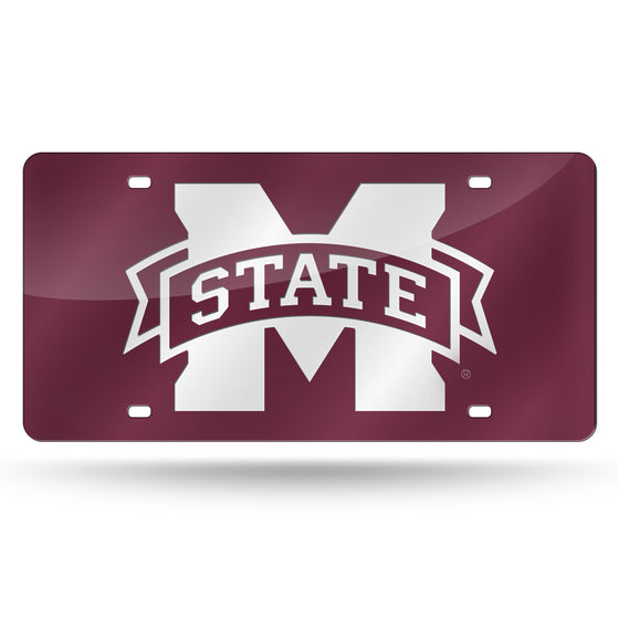 NCAA  Mississippi State Bulldogs Red 12" x 6" Laser Cut Tag For Car/Truck/SUV - Automobile Décor