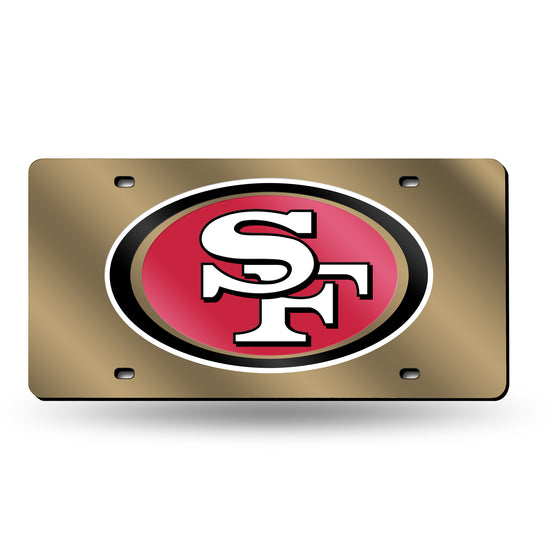 NFL Football San Francisco 49ers Gold 12" x 6" Laser Cut Tag For Car/Truck/SUV - Automobile Décor