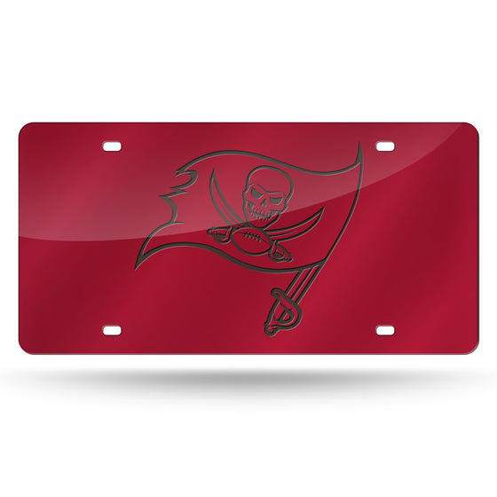 NFL Football Tampa Bay Buccaneers Red Flag 12" x 6" Laser Cut Tag For Car/Truck/SUV - Automobile Décor