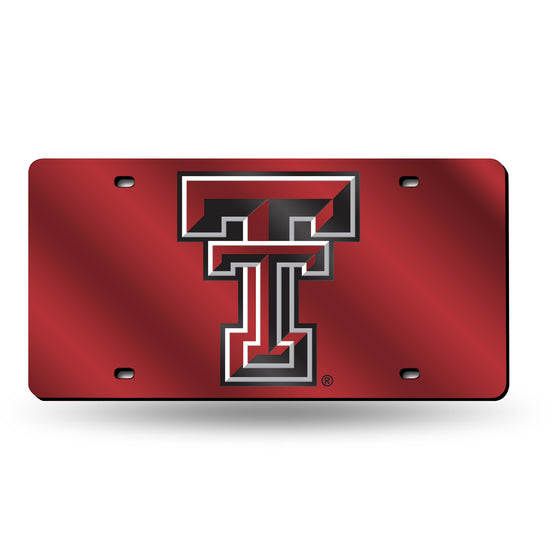 NCAA  Texas Tech Red Raiders Red 12" x 6" Laser Cut Tag For Car/Truck/SUV - Automobile Décor