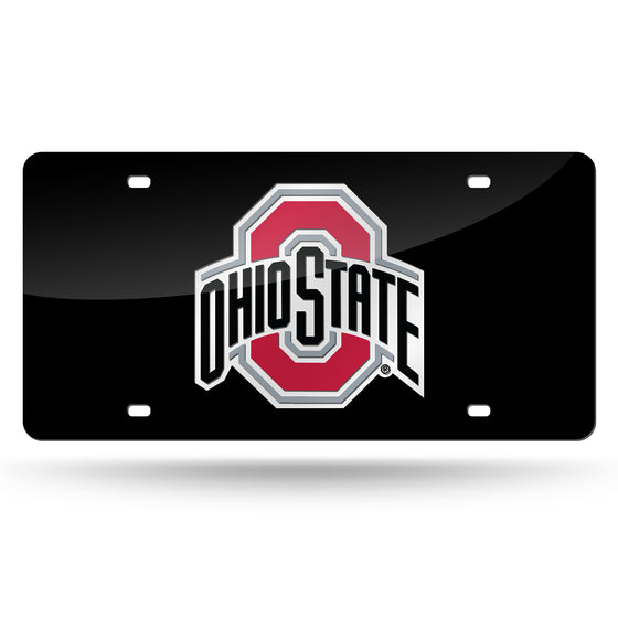 NCAA  Ohio State Buckeyes Black 12" x 6" Laser Cut Tag For Car/Truck/SUV - Automobile Décor