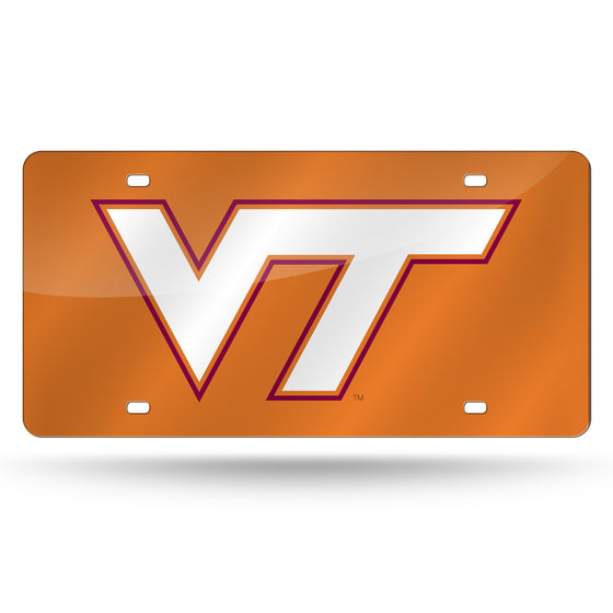 NCAA  Virginia Tech Hokies Orange 12" x 6" Laser Cut Tag For Car/Truck/SUV - Automobile Décor