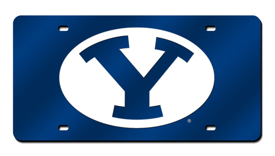 NCAA  BYU Cougars Blue 12" x 6" Laser Cut Tag For Car/Truck/SUV - Automobile Décor