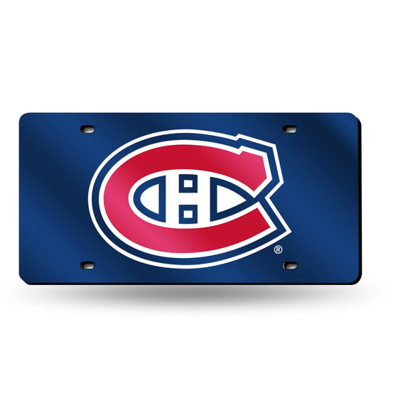 NHL Hockey Montreal Canadiens Navy 12" x 6" Laser Cut Tag For Car/Truck/SUV - Automobile Décor